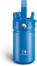 Kids Insulated Water Bottle with Straw - 12oz Stainless Steel Water Bottle with Dual Spouts, Leak-Proof, BPA-Free, Double Wall Vacuum Keeps Cold for 24 Hours for Sports, Travel, School (Celtic Blue)