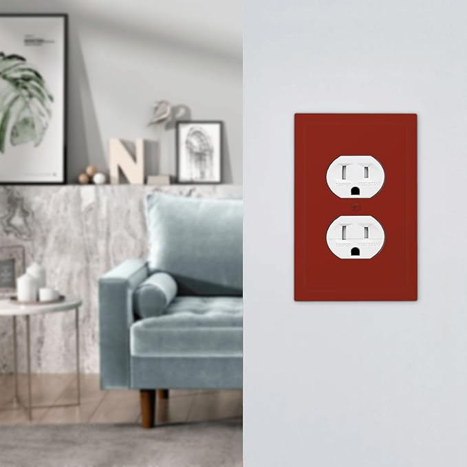 Decorative Dark Red 1 Gang Single Duplex Wall Plate Receptacle Outlet Covers, Modern Solid Colored/Color Wine Red Dual Device Socket Light Switch Cover Switchplate Faceplate Jumbo/Large Size
