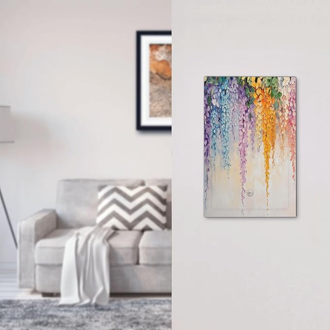 Colorful Wildflower Wisteria Cascade Floral Flower Light Switch Cover Plate 1 Gang No Device Blank Electrical Wall Plates Faceplate Decorative Switch Plate Covers for Bedroom Living Room Decor