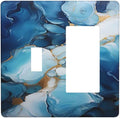 Decorative Outlet Covers Artistic Abstract Blue Marble Gold Line Painted 2 Gang 1 Gang Wall Plate Cover Single Toggle Rocker Combination Light Switch Plate Covers Jumbo Switch Cover