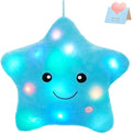 WEWILL 13'' Creative Twinkle Star Light up Night LED Plush Stuffed Animal Toys Birthday Valentines for Toddlers Girls(Blue)