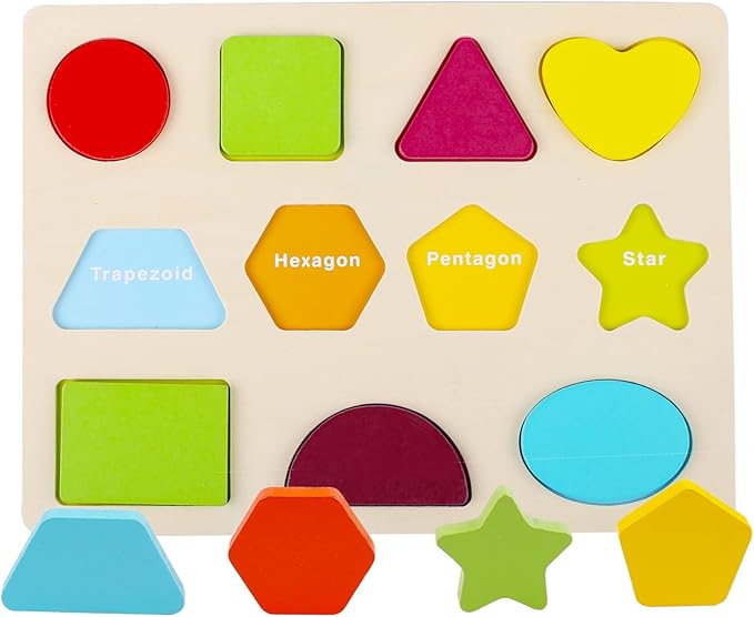 Wooden Puzzles for Toddlers, Voamuw Alphabet Number Shape Learning Puzzle for Kids Ages 3 4 5, Montessori Toys Preschool Education Chunky Jigsaw for Boys and Girls