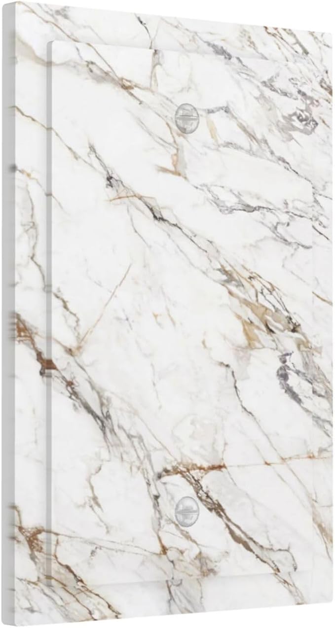 Light Switch Covers White Brown Marble Abstract Modern Luxury Decorative Switch Plates 1 Gang Blank No Device Outlet Covers Electrical WallPlates for Bathroom Kitchen Decor