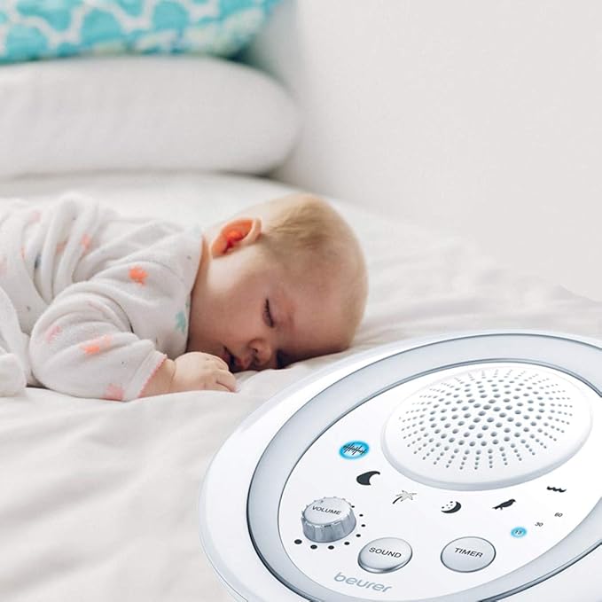 Beurer White Noise Machine, Sound Asleep for Home, Office, Baby Non-Looping Soothing for Relaxation & Portable Travel with Natural Sound Choices & Noise Cancelling, Adjustable Volume, WN50
