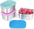 Tanjiae Snack Pro - Small (1 CUP) Stainless Steel Snack Containers for Kids | Easy Open Leak Proof Food Containers with Silicone Lids - Perfect Metal Toddler Lunch Box for Daycare and School (8oz*3)
