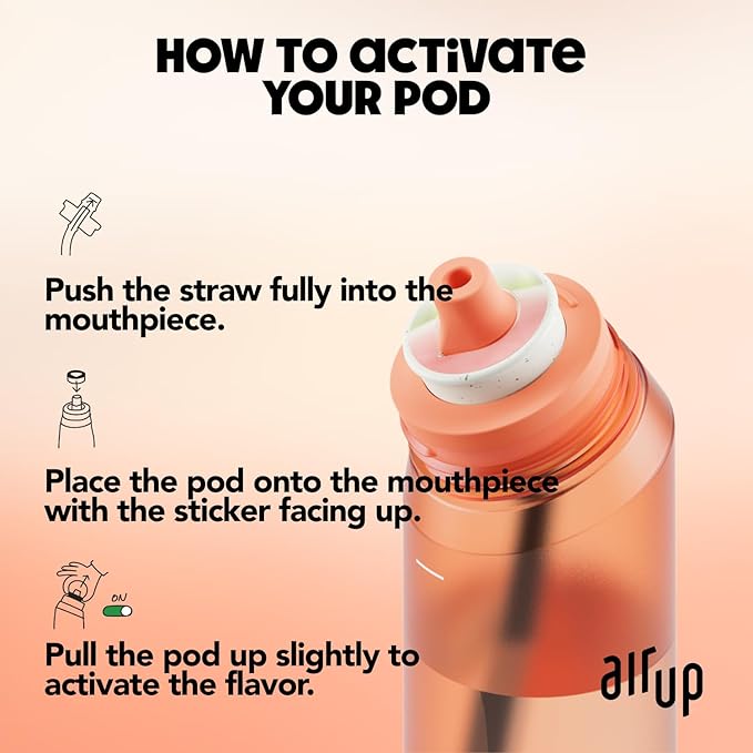 air up water bottle (22 oz) for school, sports, gym | includes 5 scent pods & straw | flavored bottle in orange – also for kids, boys, girls | no calories, sugar-free and suitable for carbonation