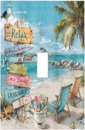 Ocean Beach Tropical Palm Tree Coastal Seaside Decorative Light Switch Cover 1 Gang Single Toggle Device Electrical Faceplate Switchplates Decorator Outlet Wall Plate for Kids Room Living Room Decor