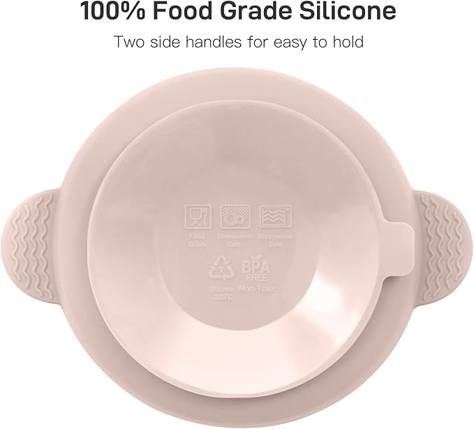 Eascrozn Silicone Baby Feeding Set, 3 Pack Baby Bowls with Suction and 3 Pack Baby Spoons for Babies Toddlers Kids, BPA Free, Baby Utensils Feeding Supplies, Microwave and Dishwasher Safe