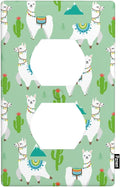 Cute Llama Cartoon Wall Plate Cover Alpaca Animal Boy Girl Nursery Outlet Covers 1-Gang Switch Plug Duplex Cover Home Bedroom Bathroom Kitchen
