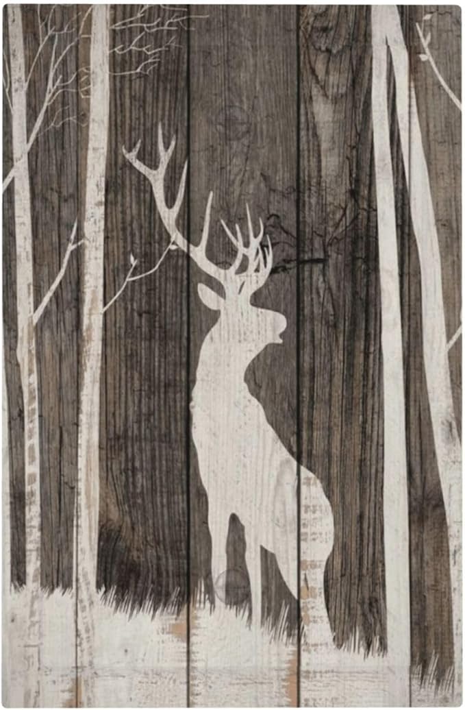 Vintage Wood Forest Deer Wildlife Animal Silhouette Light Switch Cover Plate 1 Gang No Device Blank Electrical Wall Plates Faceplate Decorative Switch Plate Covers for Farmhouse Home Decor