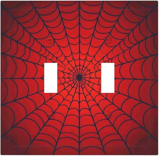Red Spider Web Black Line Simplicity Decorative Switch Plates 2 Gang Double Toggle Outlet Light Switch Cover Wall Plate Electrical Faceplate For Kids Room Home Decor