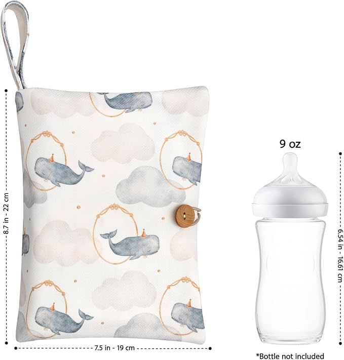 Baby Diaper Bag Organizer, Portable Baby Essentials Storage Pouch for Parents and Caregivers, Organizer Insert for Stroller and Handbag, Machine Washable (Whale)
