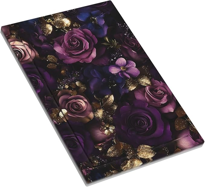 Decorative Blank Wall Plate with Luxurious Purple Roses Gold Accents Leaves Design Single Gang No Device Outlet Covers 1 Gang Light Switch Covers for Romantic Bedroom/Living Room Decor