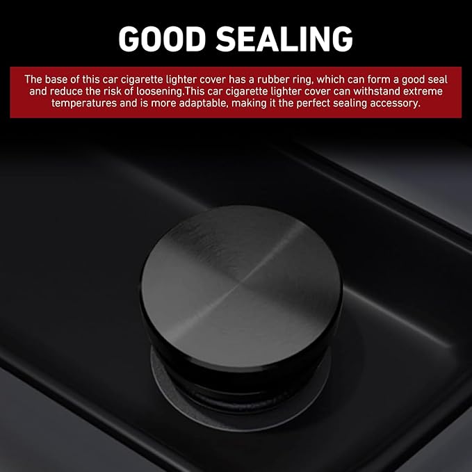 WZP Cigarette Lighter Plug Cover, Aluminum Cigarette Lighter Socket Cover Cap, Dustproof Waterproof Plug Covers Replacement, Universal for Car Power Port Outlet with Standard 12V Power Source (Black)