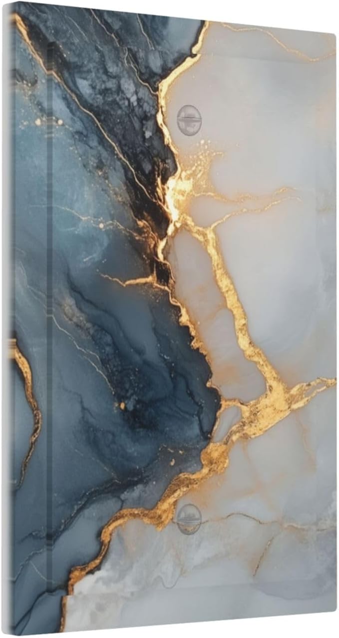 Abstract Blue Granite Luxury Texture Print 1 Gang Light Switch Cover Electrical No Device Wall Plate Switchplates Decorative Faceplate for Country Bedroom Kitchen Home Living Room Decor