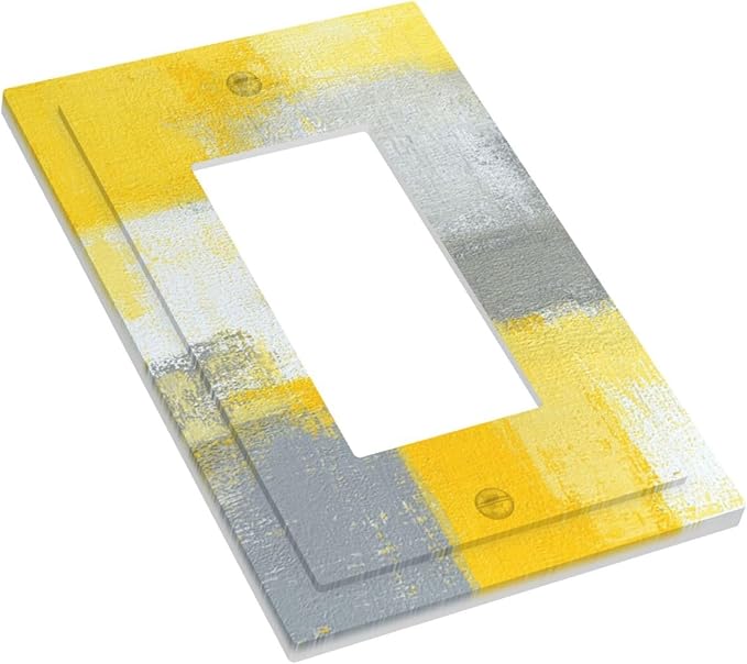Outlet Covers Retro Modern Gray Yellow Ombre Abstract Art 1 Gang Duplex Light Switch Cover Plate Decorative Wall Plates Electrical Switchplate Receptacle for Bathroom Bedroom Decor（2 Pack）