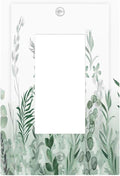 Watercolor Green Leaf Rustic Plant Eucalyptus Flowers Decorative Outlet Covers 1 Gang Single Rocker Light Switch Cover Plate Wall Plates GFCI Faceplate for Bed Room Living Room Decor