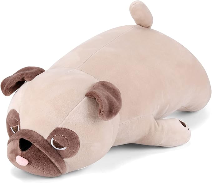 gnomantic Pug Weighted Stuffed Animals - 21 Inch 3.5 Pounds Weighted Plushies Pug - Big Bulldog Plush Stuffed Animals Pillow - Cute Plush Toys Gifts for Kids & Adults