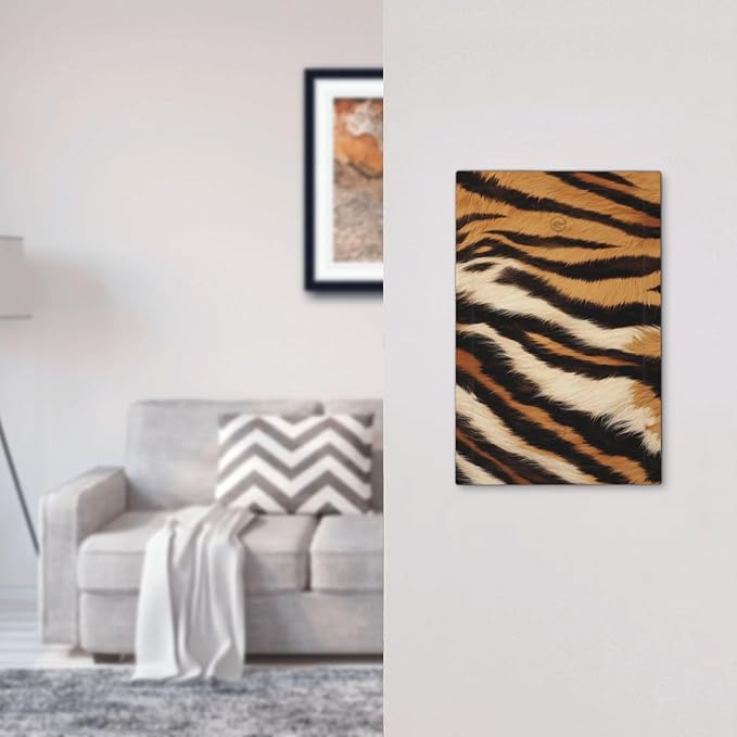 Tiger Texture Wild Animal Skin Pattern Print Light Switch Cover Plate 1 Gang No Device Blank Electrical Wall Plates Faceplate Decorative Switch Plate Covers for Kids Room Office Decor