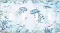 Light Switch Covers Jellyfish Teal Blue Ocean Turtle Coastal Beach Quad Toggle 4 Gang Wall Plate Electrical Faceplate Decorative Switch Plates for Bedroom Bathroom Decor