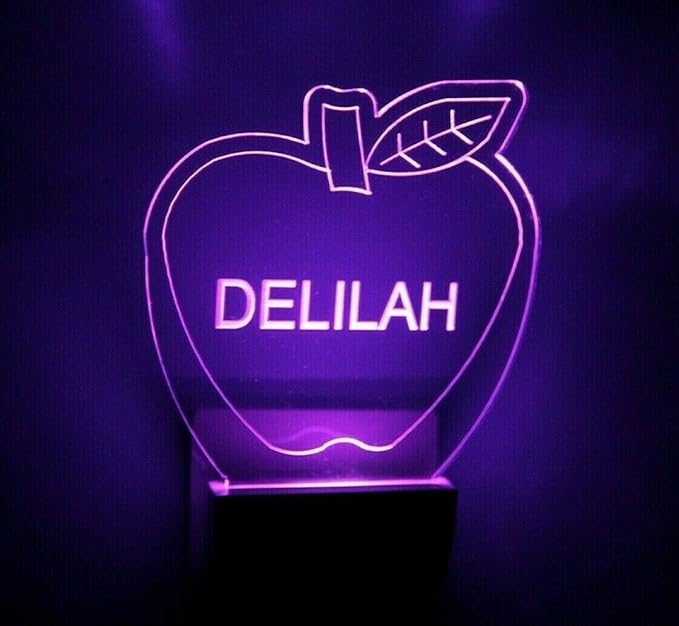 MIRROR MANIA Night Light Multi Color Personalized LED Plug-in, Ultra-Slim Touch Night Light Smart Dusk to Dawn Sensor, Kids Children's Bedroom Kitchen Bathroom Hallway Play Room Variations (Apple)