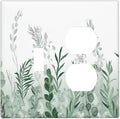 Watercolor Green Leaf Rustic Plant Eucalyptus Flowers Wallplates 1 Toggle 1 Duplex Switch Plate Electrical GFCI Faceplate Decorative Light Switch Covers for Bed Room Living Room Decor
