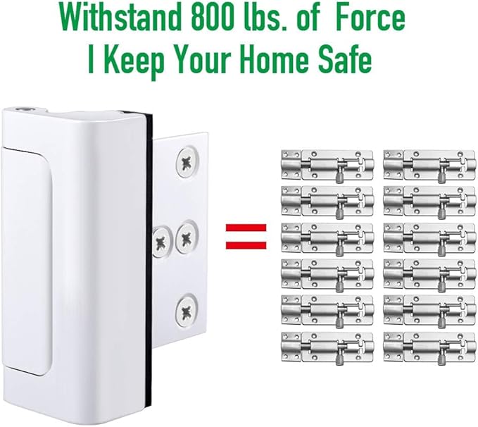 Home Security Door Reinforcement Lock Upgraded Front Door Locks for Kids Safety Withstand 800 lbs Metal Child Proof Door Latch Lock for Inside Door Top Extra Flip Lock High Deadbolt Lock Home Defender