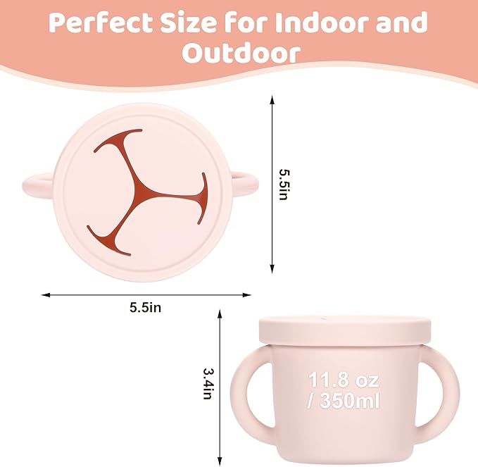 Snack Containers, Silicone Food Grade Silicone Cups, Toddler Snack Container Cups with Handles and Lid for Toddlers (Color 3)