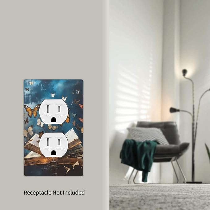 Decorative Art Light Switch Covers Butterflies from the Book 1 Gang Single Duplex Outlet Wall Plate Switchplate Electrical Faceplate for Home Decor