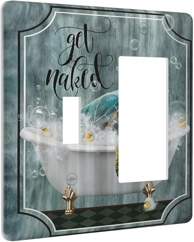 Teal Green Sea Turtle Funny Ocean Vintage Tortoise Beach Theme Outlet Covers 1 Toggle 1 Rocker Combination Electrical Switch Plates Light Switch Cover Plate Decorative Wall Plate for Bedroom