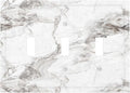 White And Gray Marble Patterns Texture Abstract Print Decorative Switch Plates 3 Gang Wall Plate Triple Toggle Light Switch Cover Faceplate Electrical Wall Panels for Bathroom Kitchen Decor
