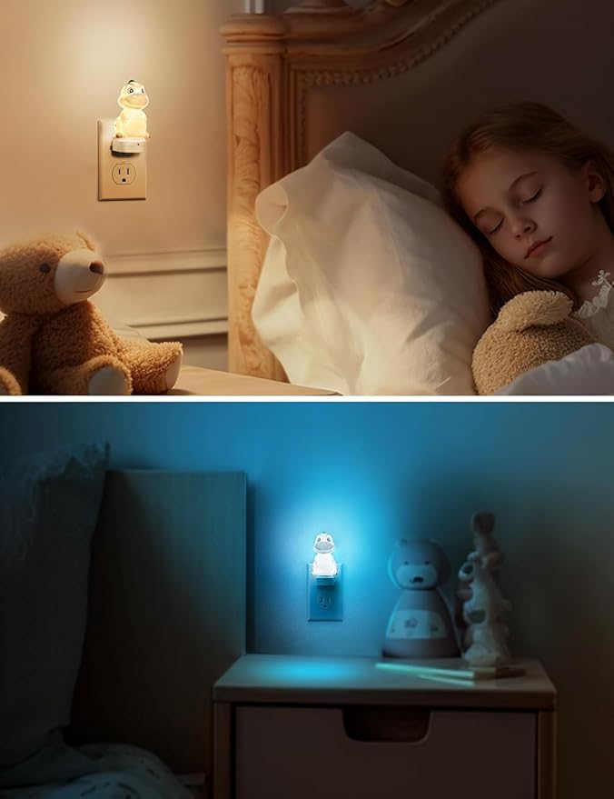 L LOHAS LED Plug in Night Light for Kids, 3D Cute Dinosaur Night Lights with Dusk to Dawn Sensor, RGB+Soft White 3000K Dinosaur Night Light, Christmas Birthday Gift Nightlight for Kids, Room Decor
