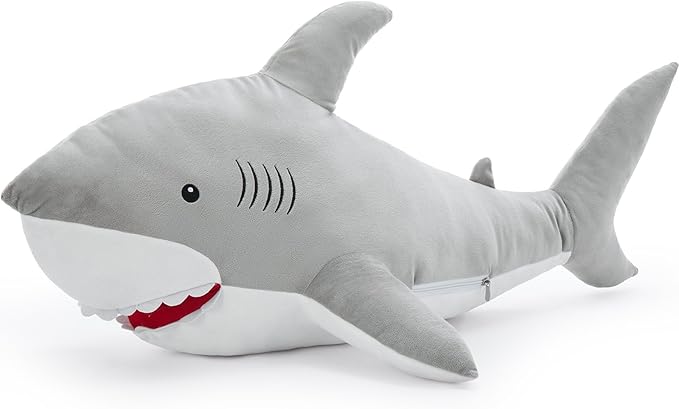 MorisMos 39inch Giant Shark Stuffed Animal, Large Stuffed Shark Plush Toys Pillow Gift for Kids Girlfriend, Gray