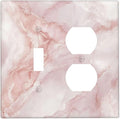 Light Switch Cover Plate Pinkish-White Marble Abstract Luxury Elegant 2 Gang Outlet Covers 1 Toggle 1 Duplex Socket Cover Wallplates Electrical Switch Plate Covers for Bathroom Home Decor