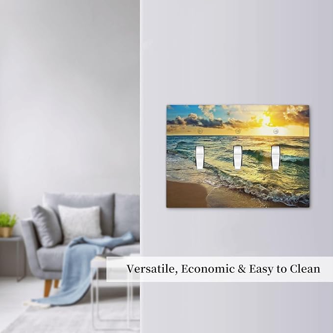 Sea Ocean Beach Sun Wave Sunrise 3 Gang Light Switch Plate Decorative Triple Toggle Wall Plate Cover Electrical Faceplate for Bathroom Home Living Room Decorate