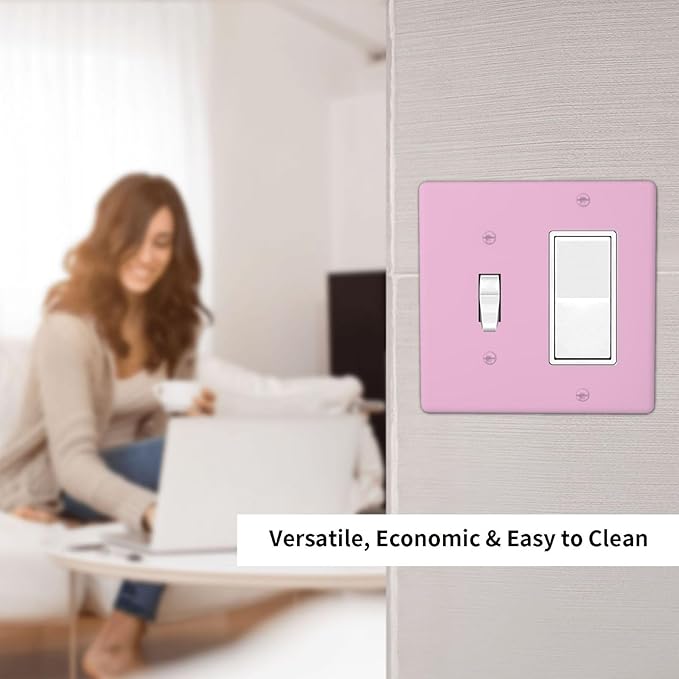 Decorative Light Purple 2 Gang Combination Single Toggle with One Rocker/GFCI Light Switch Cover Romantic Woman Lavender 1-Toggle 1-Decorator Wall Plate GFCI Combo Receptacle Outlet Faceplate Covers