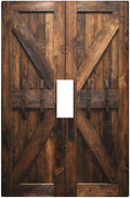Decorative Light Switch Cover Plate Retro Brown Wood Barndoor 1 Gang Single Toggle Wall Plates for Electrical Outlet Covers Switch Plate Covers Faceplate for Farmhouse Home Decor