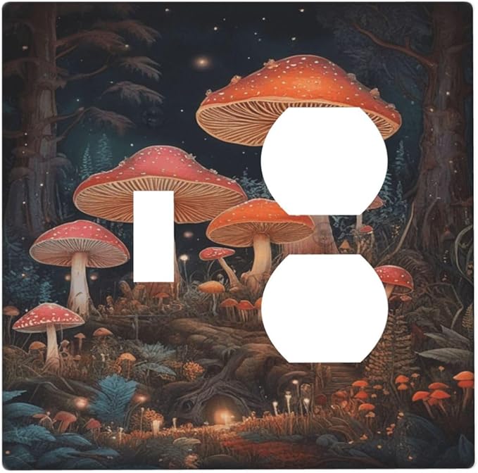 Decorative Art Light Switch Covers Maple Path 2 Gang Single Toggle Duplex Combination Electrical Faceplate Switchplate Wall Plate for Home Decor