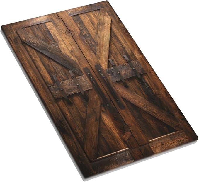 Decorative Light Switch Cover Plate Retro Brown Wood Barndoor 1 Gang No Device Single Blank Outlet Covers Wall Plates for Electrical Outlets Faceplate for Farmhouse Home Decor