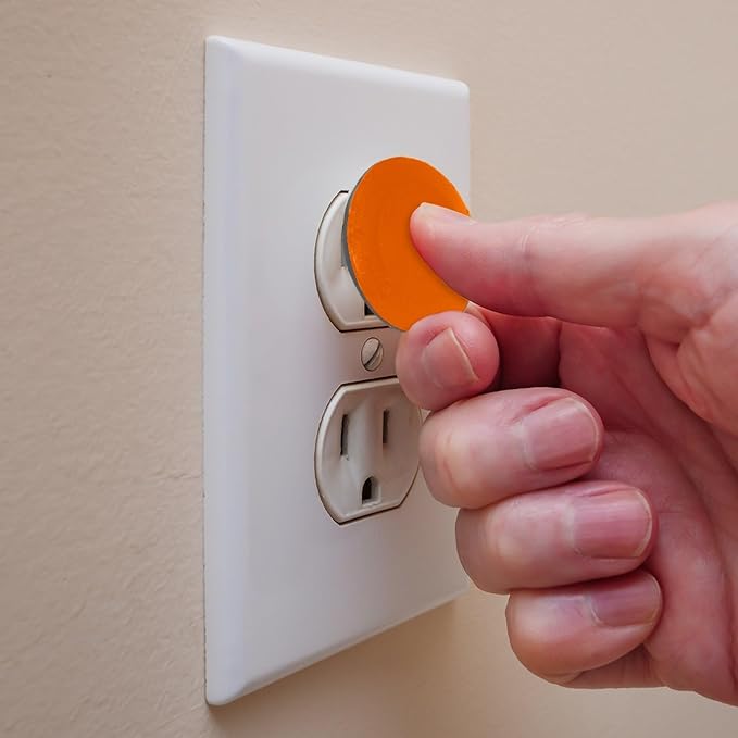Pure Dark Orange Color Pattern Outlet Covers Baby Proofing Safe & Secure Electric Plug Protectors | Sturdy Childproof Socket Covers for Home & Office | Easy Installation | Protect Toddlers & Babies