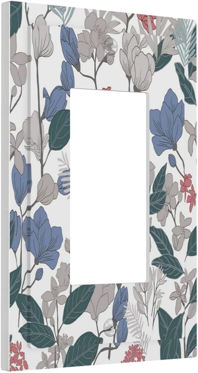 Decorative Outlet Covers Boho Green Leaf Floral Combination 1 Gang Single Decora GFCI Device Light Switch Cover Plate 1 Rocker Wall Plate Jumbo Switch Plate Cover for Bathroom Bedroom Decor