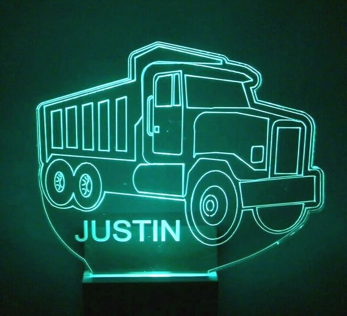 Night Light Multi Color Personalized LED Plug-in, Ultra-Slim Touch Night Light Smart Dusk to Dawn Sensor, Kids Children's Bedroom Kitchen Bathroom Hallway Play Room Variations (Dump Truck Paving)