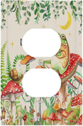 Outlet Covers Boho Mushrooms Frogs Butterflies Flowers Moon Stars 1 Gang Duplex Electrical Receptacle Faceplate Light Switch Cover Wall Plate Decorative Switch Plates for Kids room Bedroom