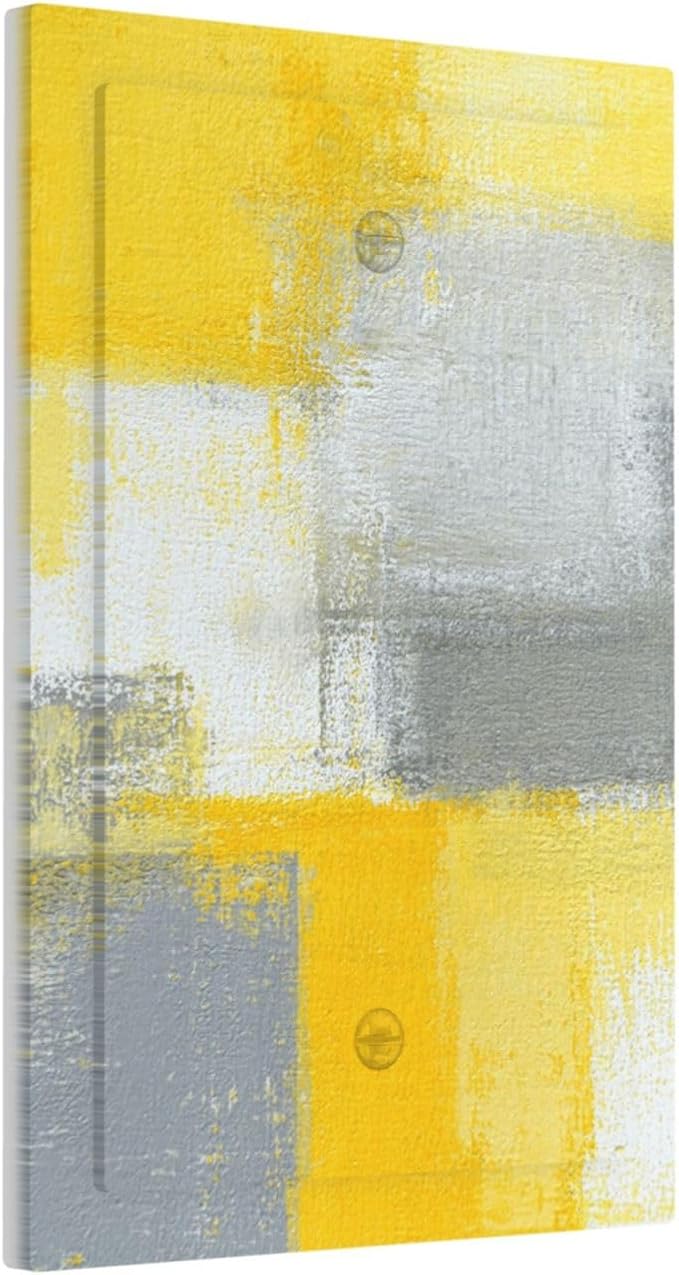 Light Switch Cover Retro Modern Gray Yellow Ombre Abstract Art Wall Plate Cover 1 Gang Blank No Device Decorative Outlet Covers Electrical Switchplate for Bathroom Bedroom Decor