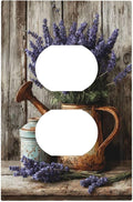 Rustic Flowers Lavender Purple Floral Oil Painting Outlet Covers 1 Gang Duplex Light Switch Cover Decorative Switch Plates Electrical Receptacle Faceplate Wall Plate for Farmhouse Bedroom Decor