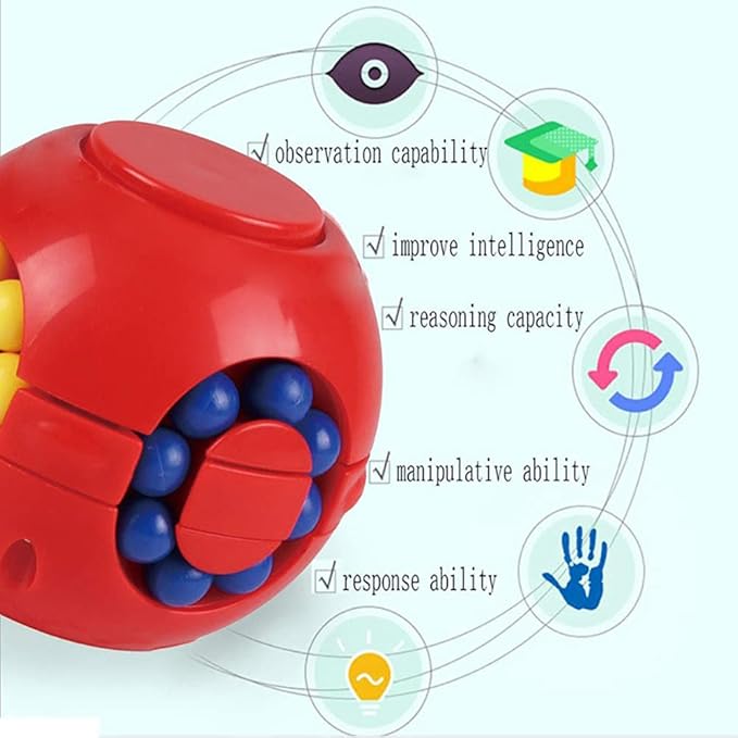 Rotating Bean Magic Cube Puzzle Fidget Toys Anti Stress Ball IQ Games Educational Sensory Easter Gift for Boys Girls Kids Children Adults (Black)