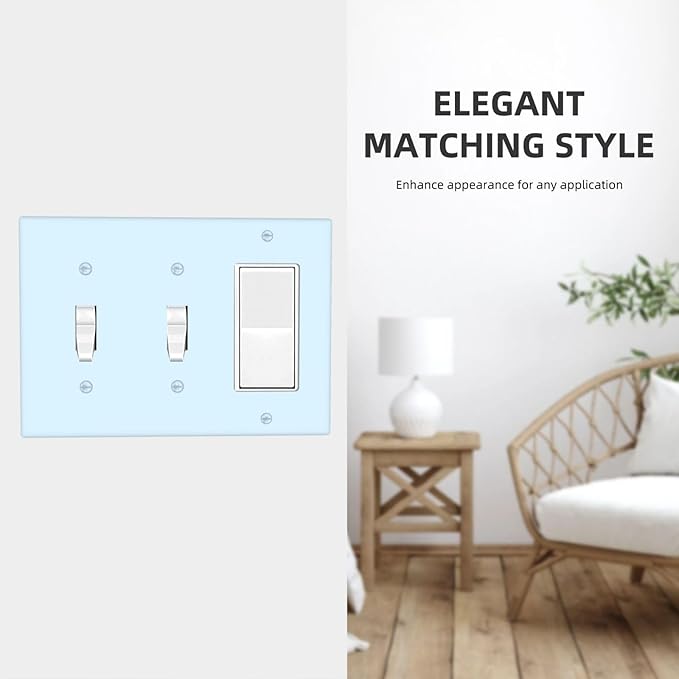 Aqua/Teal 3 Gang 2 Toggle 1 Rocker/GFCI/Decorator Combination Light Switch Plate Decorative Triple Toggle Wall Plate Cover Electrical Switch Face Plate