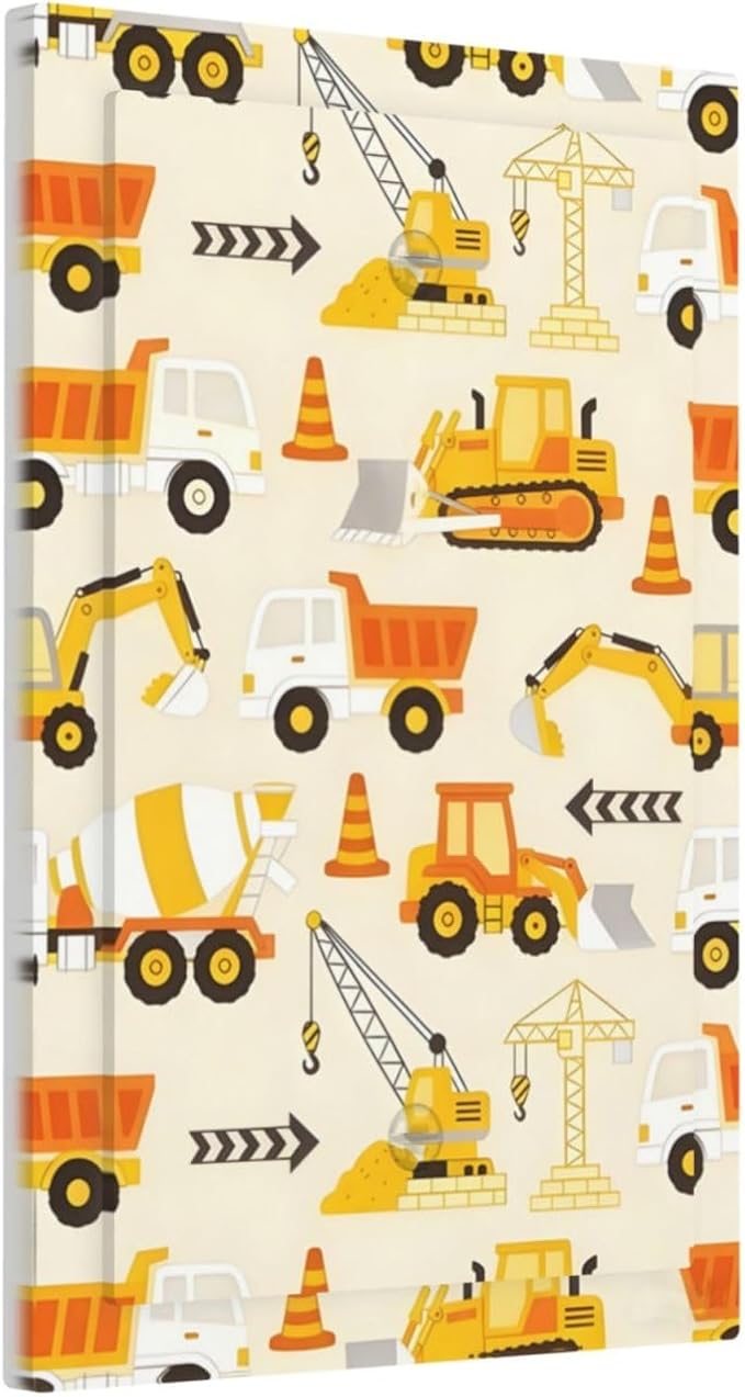 Decorative Light Switch Cover Plate Construction Vehicle Yellow Trucks Diggers 1 Gang No Device Single Blank Outlet Covers Wall Plates for Electrical Outlets Faceplate for Home Decor