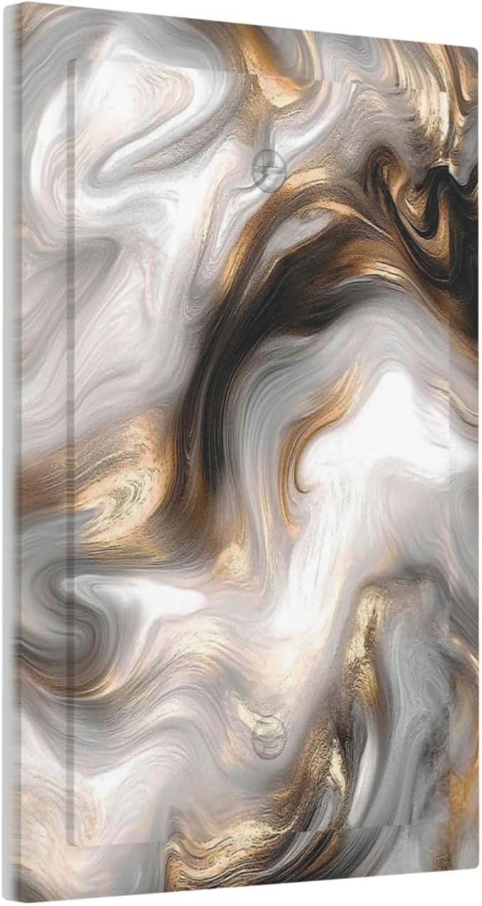 Light Switch Cover Plate Grey Brown Swirl Marble Texture 1 Gang No Device Blank Electrical Wall Plates Faceplate Decorative Switch Plate For Bathroom Kitchen Decor