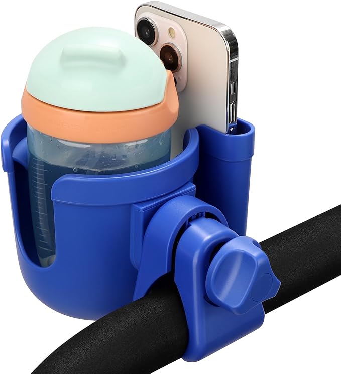 Accmor Stroller Cup Holder with Phone Holder, Bike Cup Holder, Universal Cup Holder for Uppababy Nuna Doona Strollers, 2-in-1 Cup Phone Holder for Stroller Bike Accessory